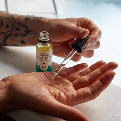 Huile sèche pour Homme Barbe et Cheveux par Monsieur BARBIER - utilisation de la pipette