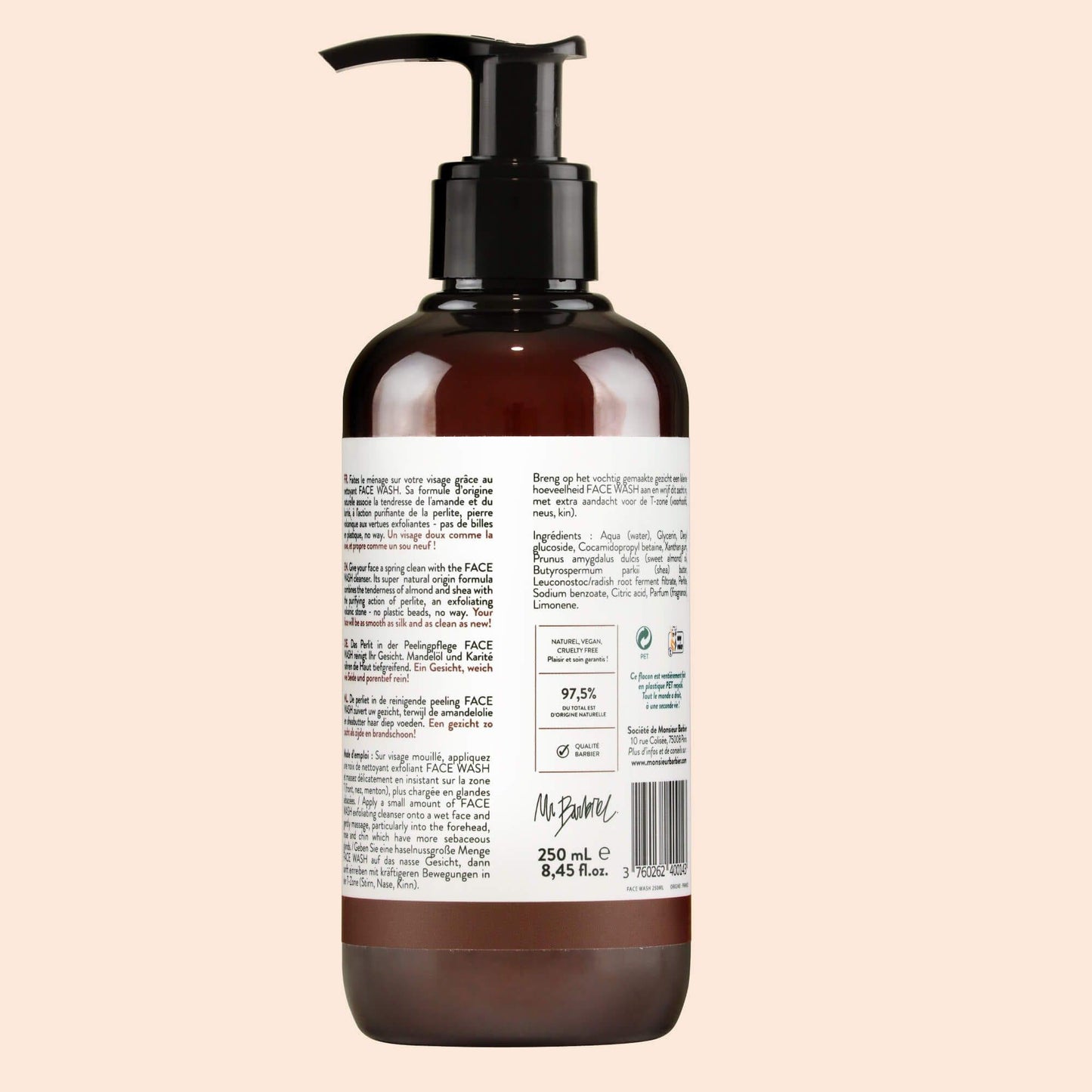 Exfoliating Facial Cleanser for Men by Monsieur BARBIER - From the back