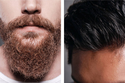 Gros plan comparant poils de barbe et cheveux