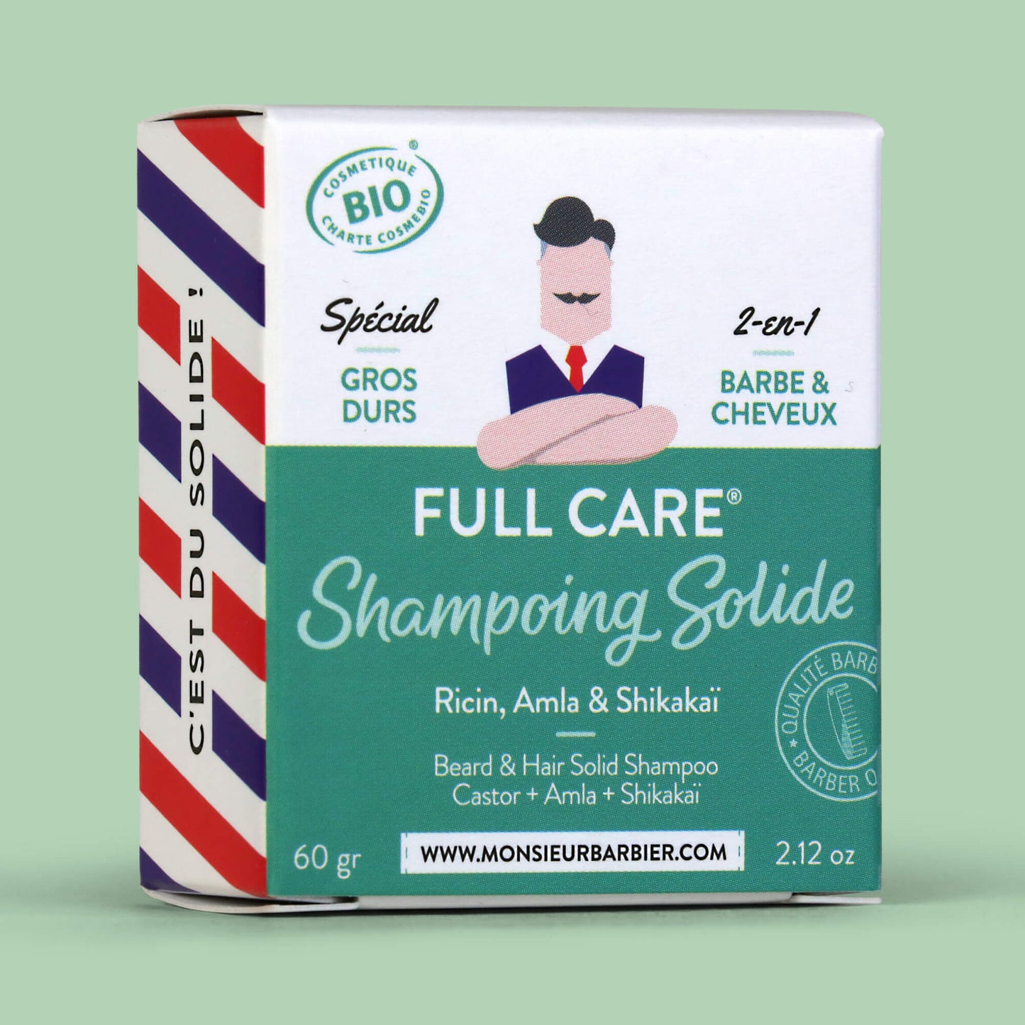 Shampoing Solide 2-en-1 pour Barbe et Cheveux de Monsieur BARBIER - packaging