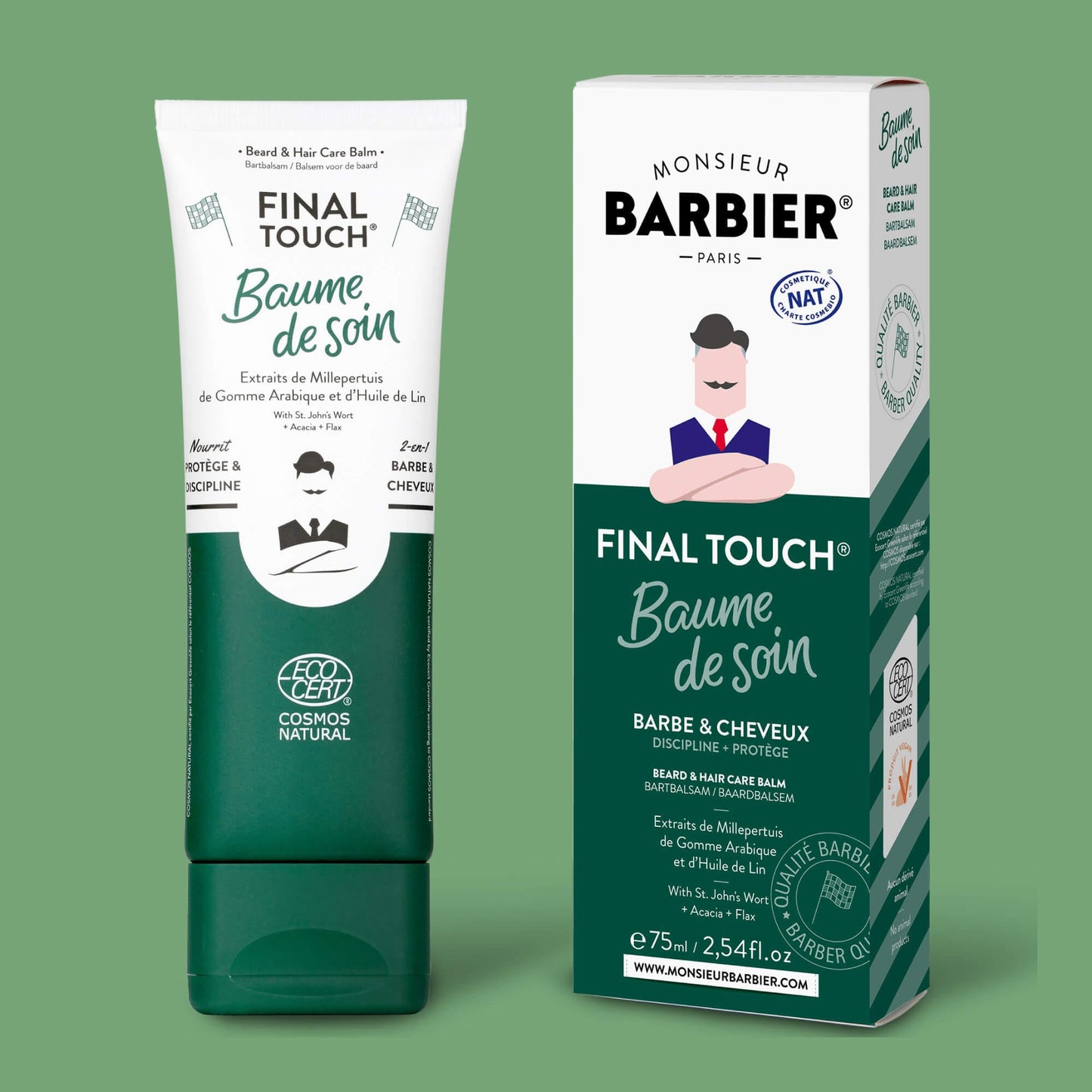Baume Coiffant pour Homme Barbe et Cheveux par Monsieur BARBIER - packaging