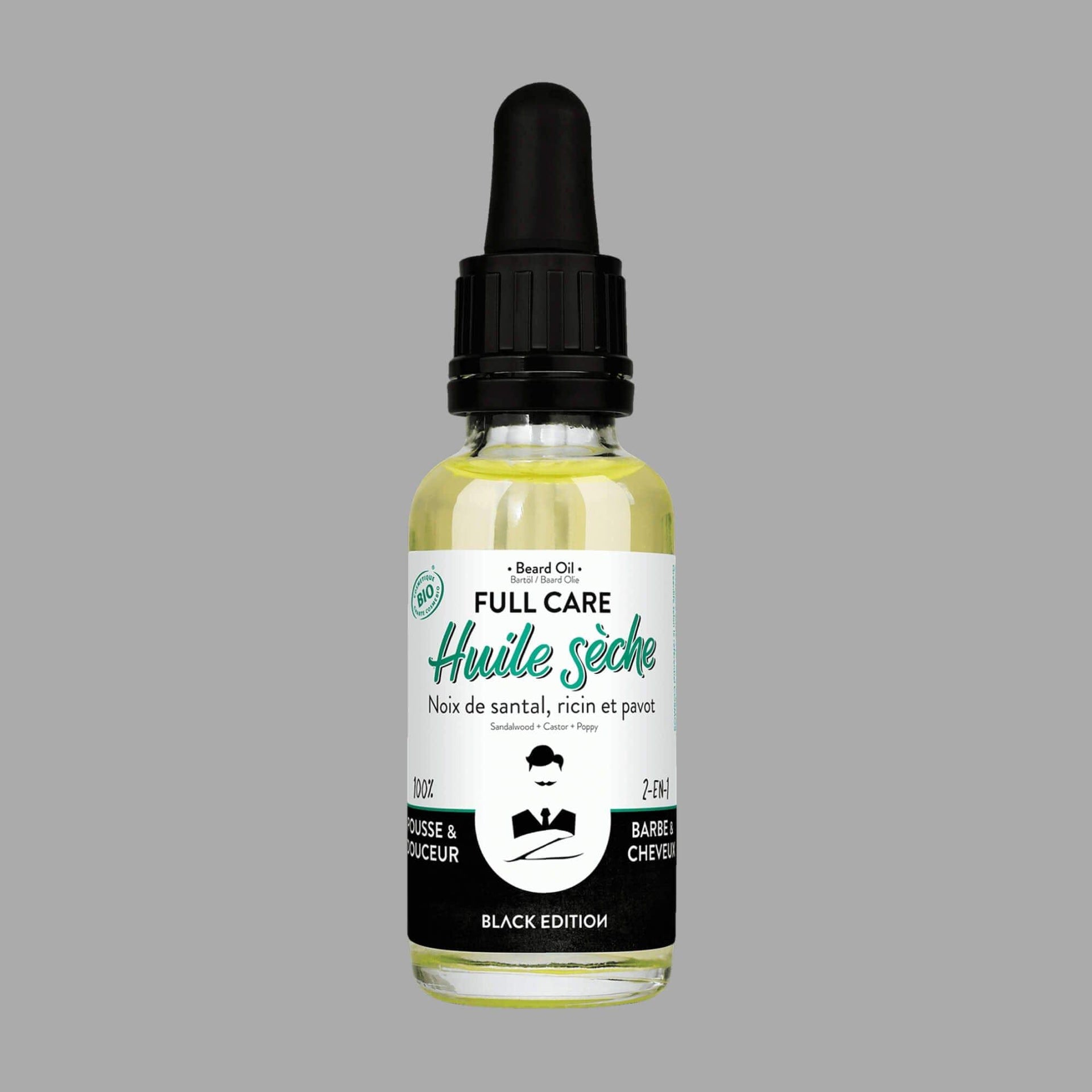 Huile sèche Bio Barbe et Cheveux pour homme FULL CARE Black Edition