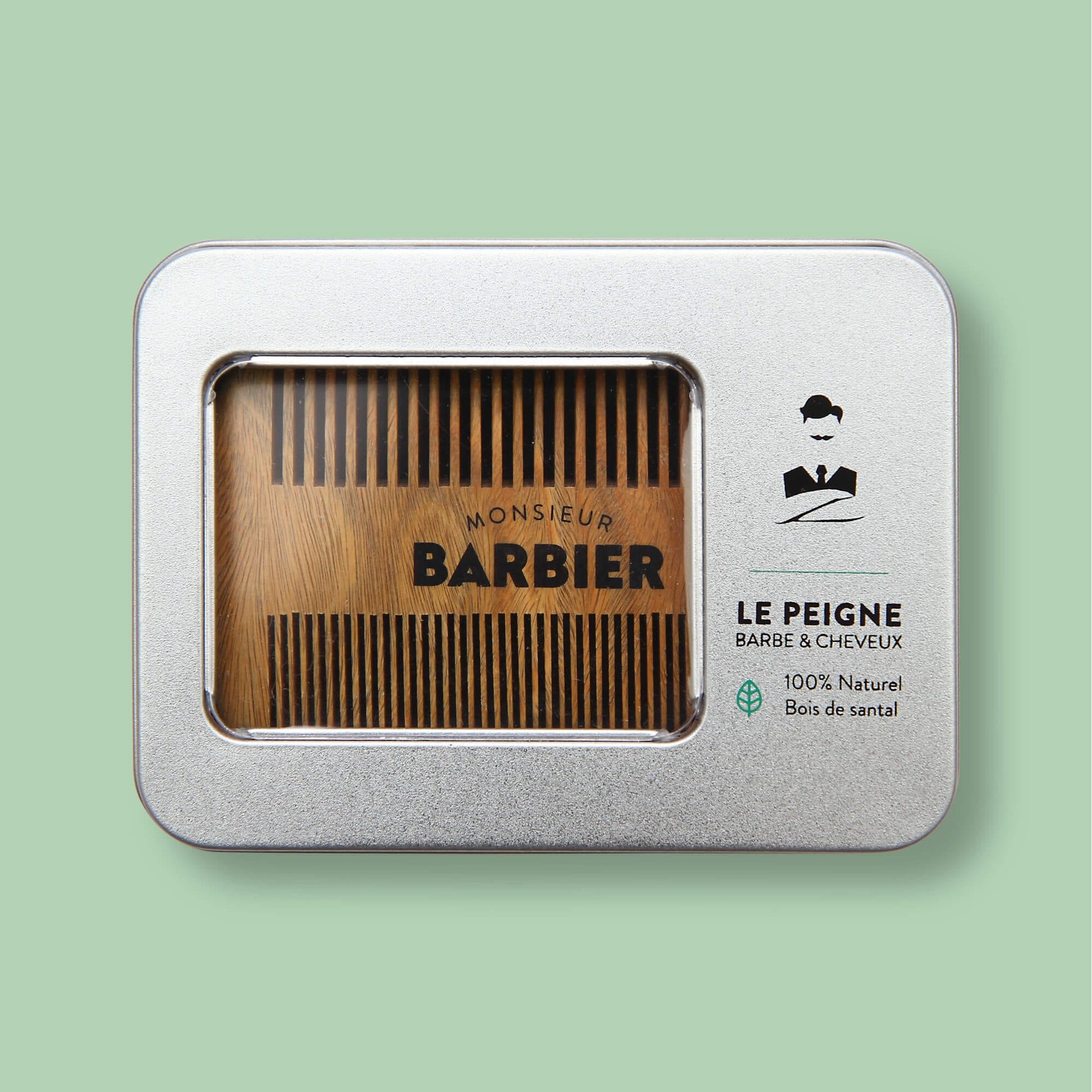 Peigne Double Face pour Homme Barbe et Cheveux par Monsieur BARBIER - dans son étui en fer